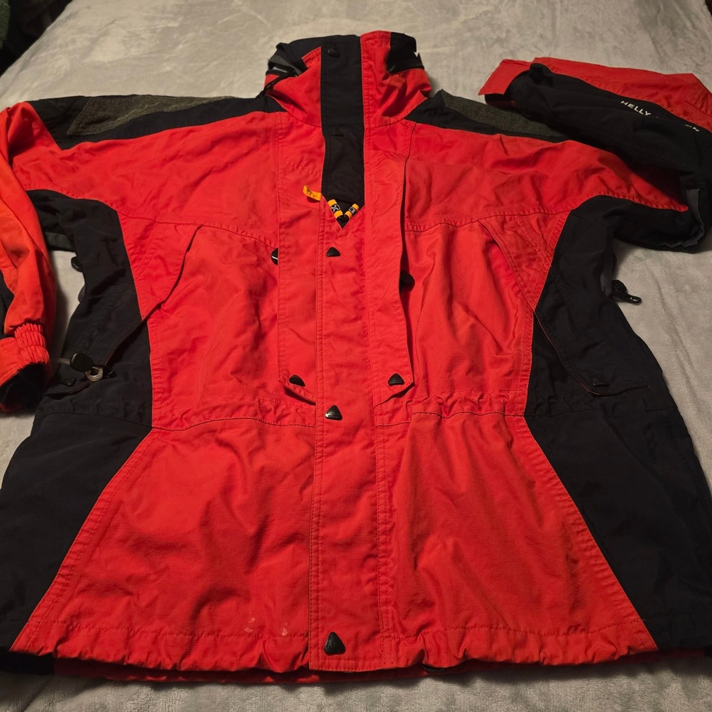Helly Hansen Helly-Tech Jacket Mens Large Red Black Schoeller Keprotec Vintage